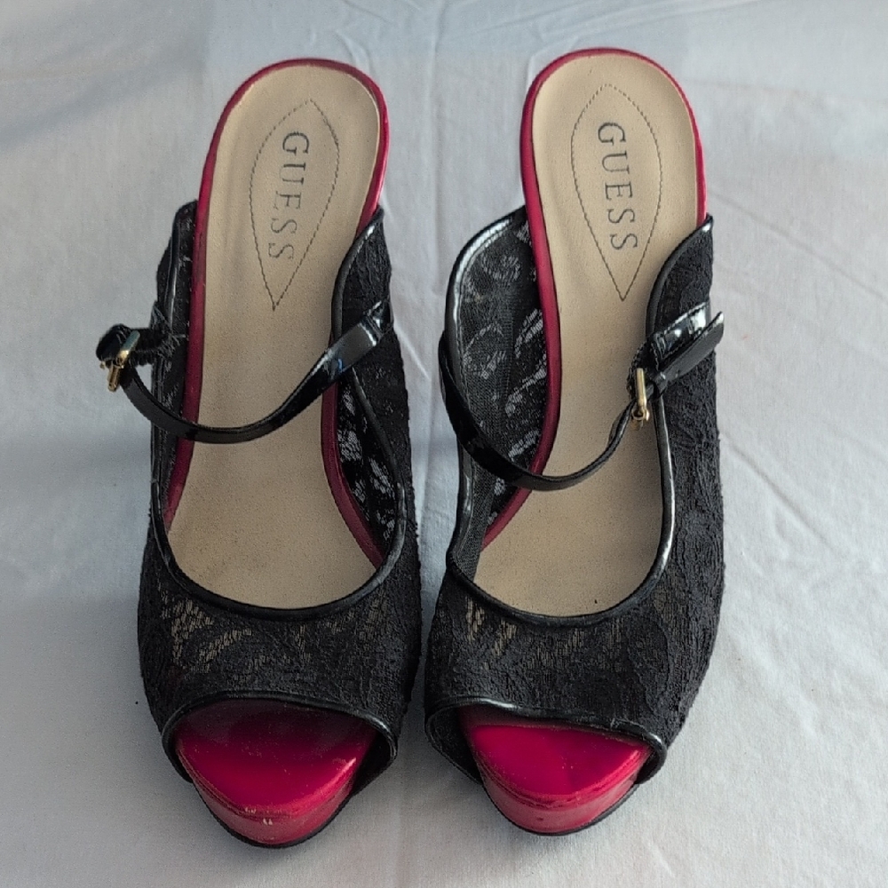 GUESS Black and Pink Women's Stiletto Heels - Worn Only Once